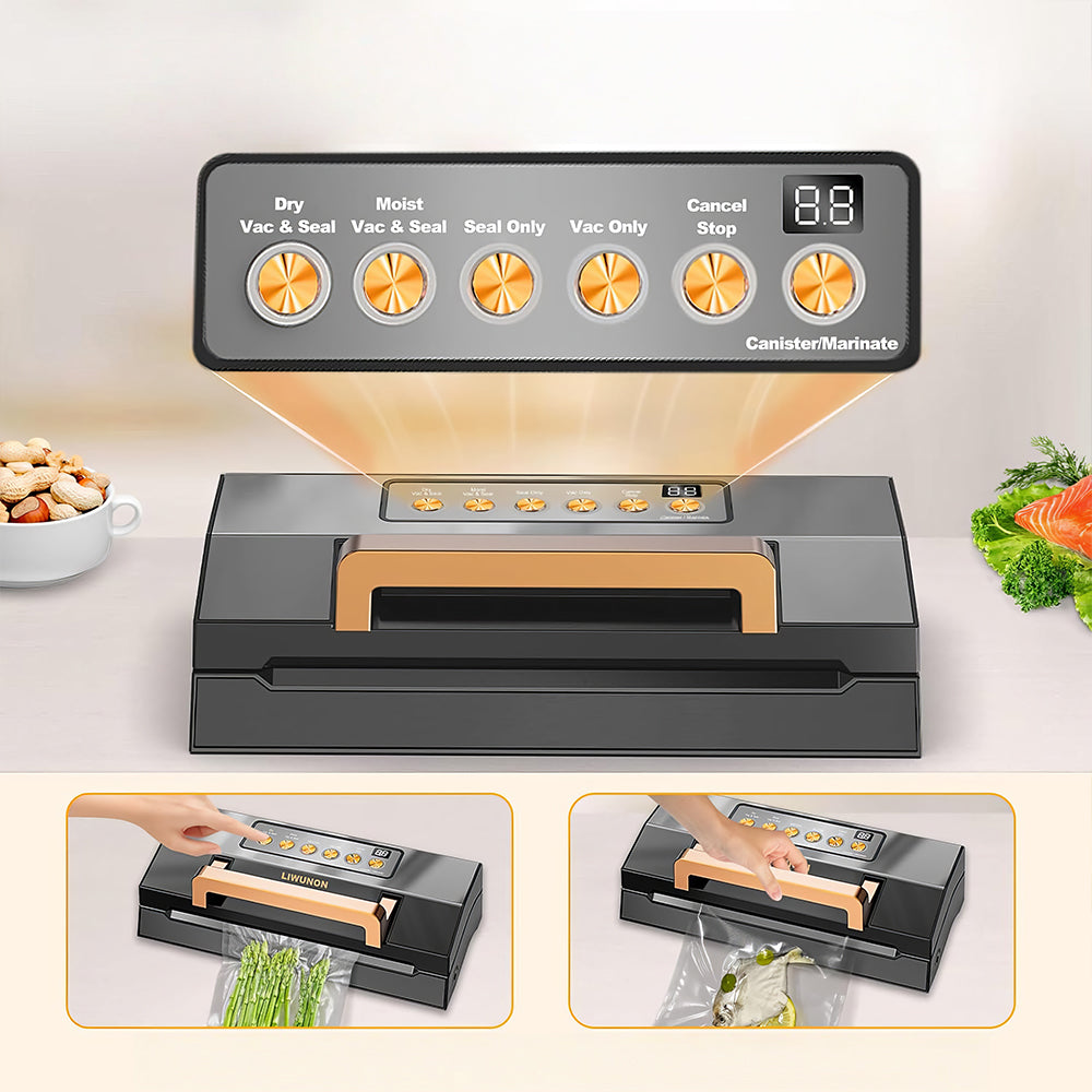 Upgraded Stainless Steel Vacuum Sealer with Double Heat Seal & Cutter