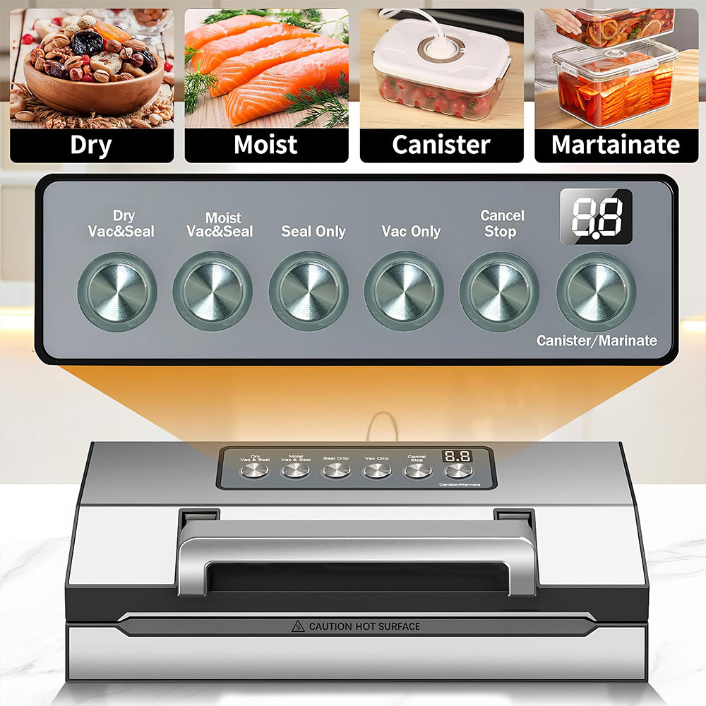 Upgraded Stainless Steel Vacuum Sealer with Double Heat Seal & Cutter