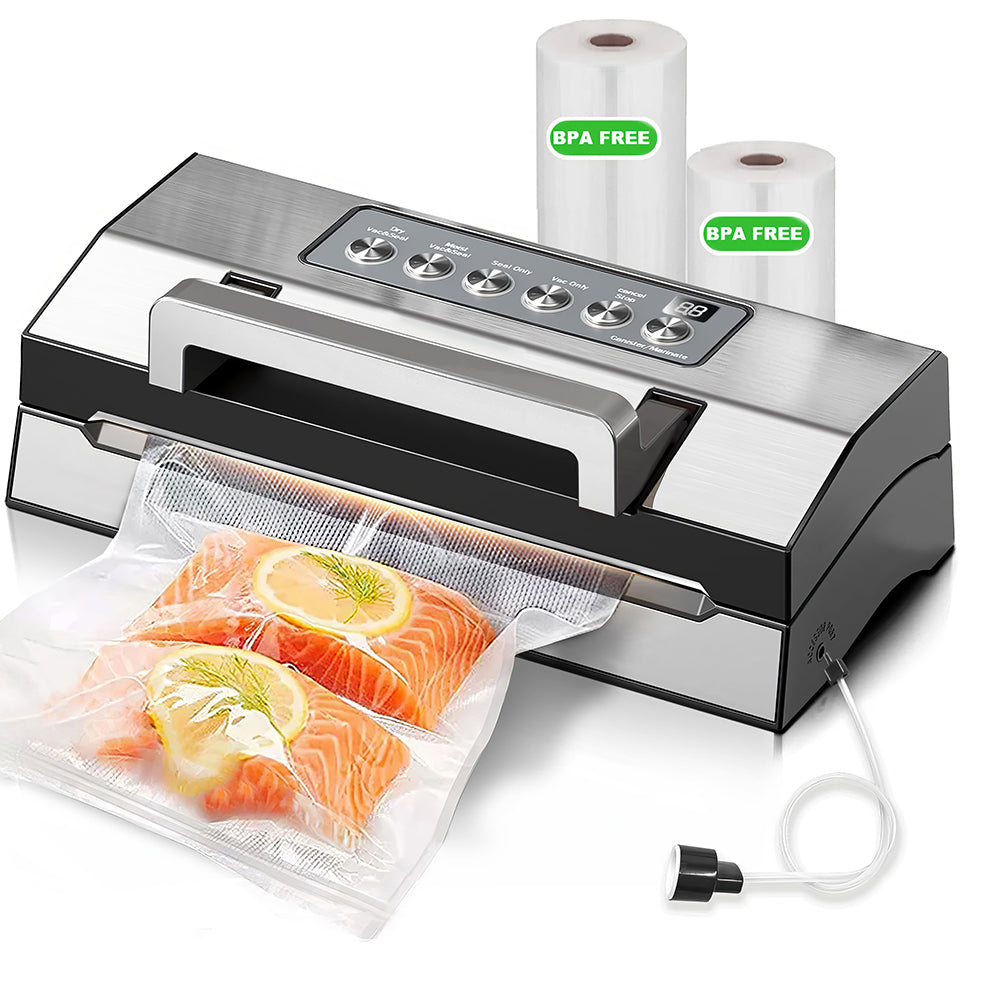 Upgraded Stainless Steel Vacuum Sealer with Double Heat Seal & Cutter