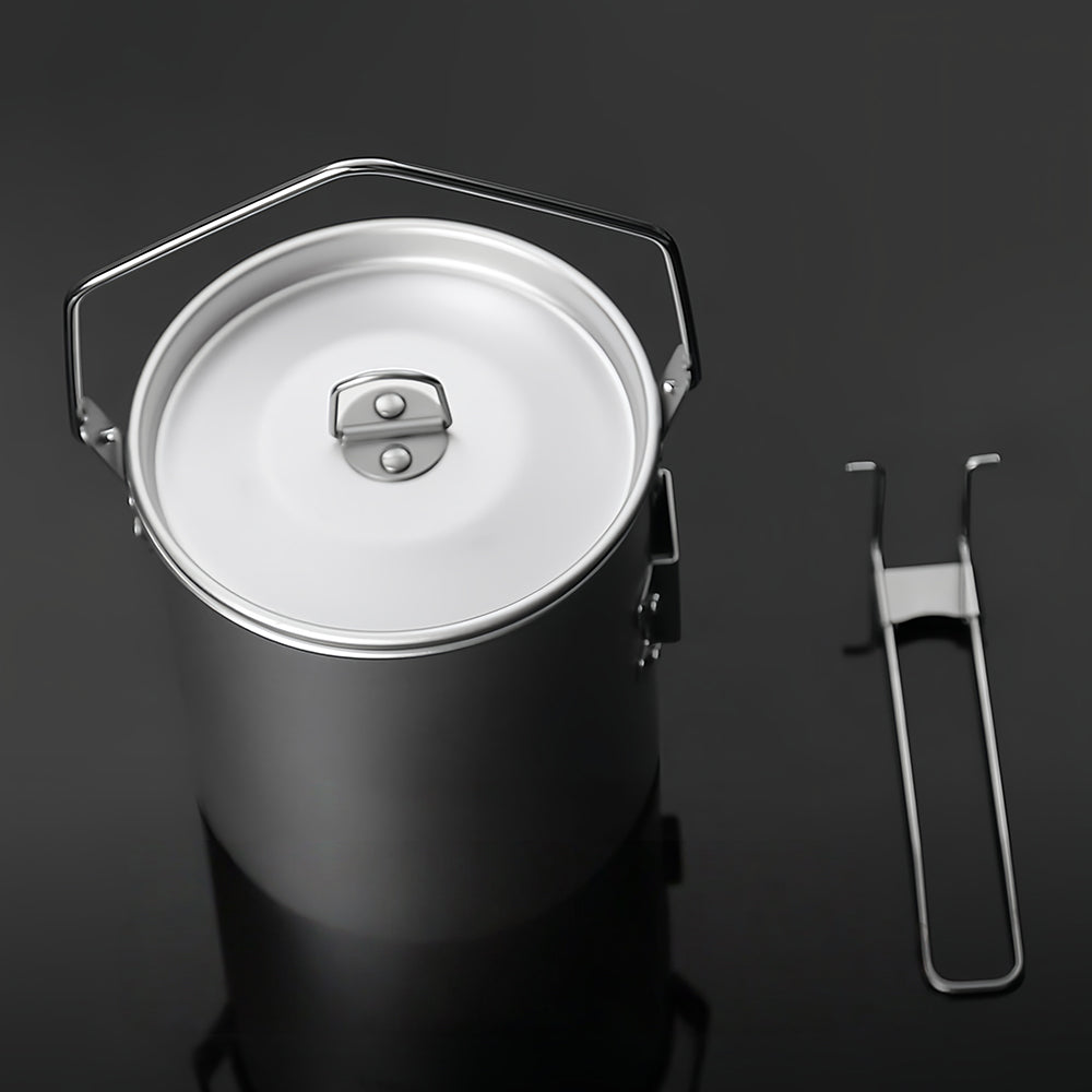 Camping Pot Aluminum with Detachable Handle Backpack Bushcraft Gear Campfire Cooking Equipment Self locking Handle
