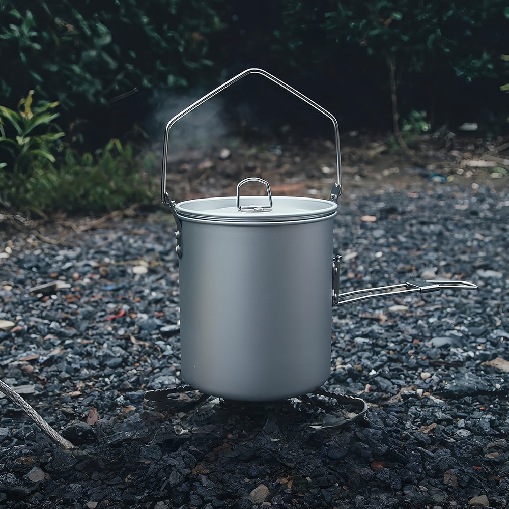 Camping Pot Aluminum with Detachable Handle Backpack Bushcraft Gear Campfire Cooking Equipment Self locking Handle