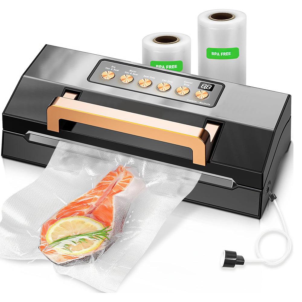 Upgraded Stainless Steel Vacuum Sealer with Double Heat Seal & Cutter