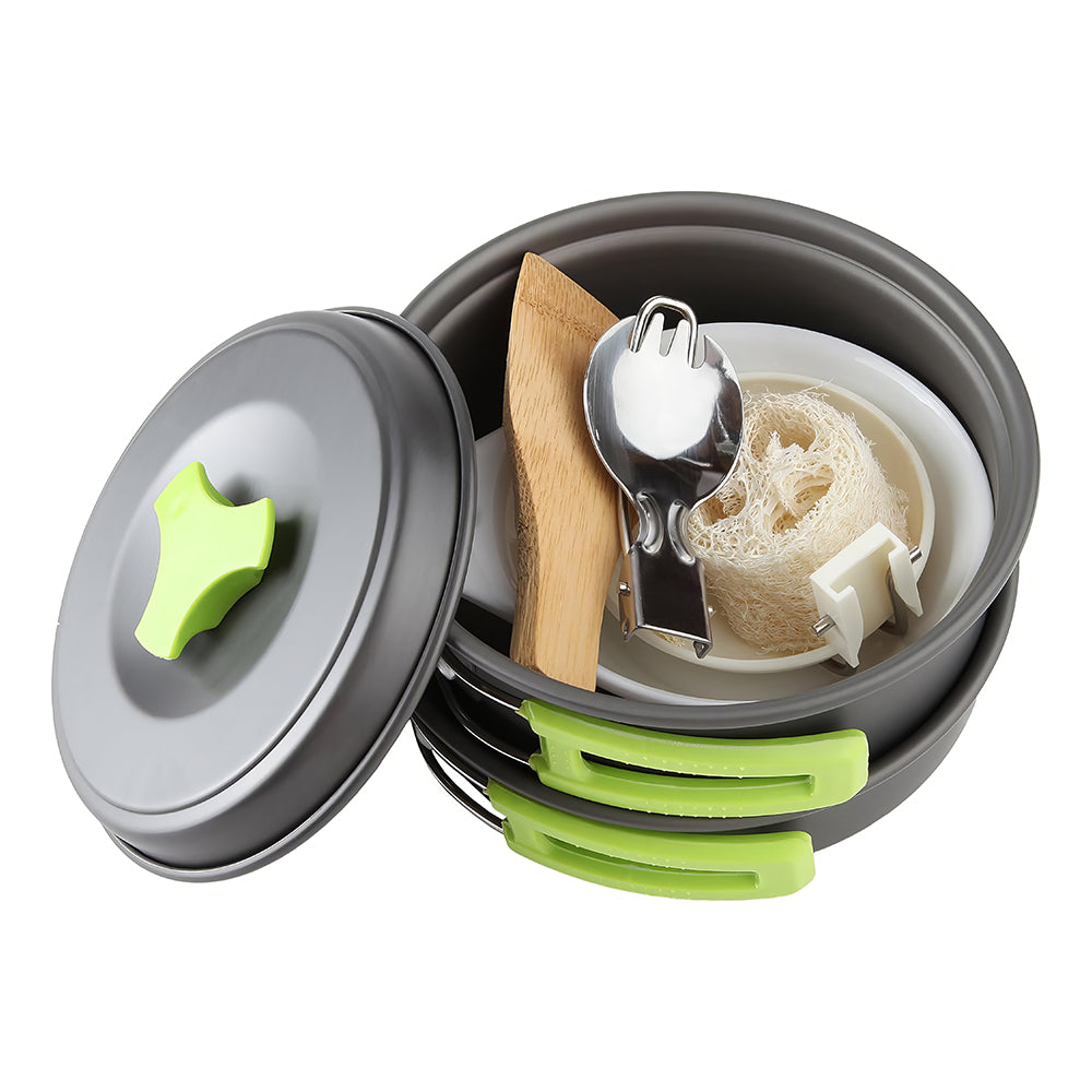 Camping Cookware Mess Kit for Backpacking Gear Camping Cooking Set Camping Pots and Pans Set Backpacking Stove Portable Stove Compatible