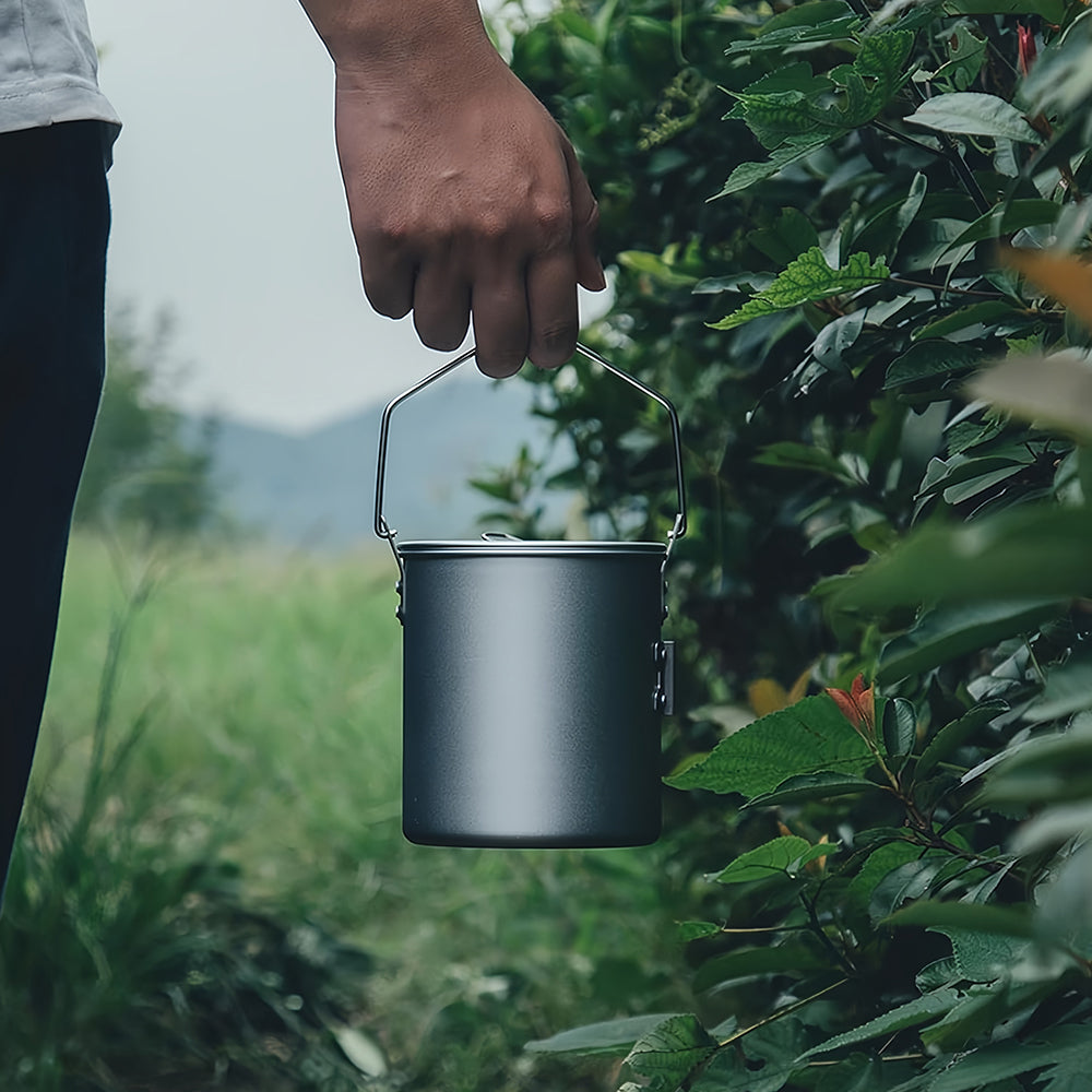 Camping Pot Aluminum with Detachable Handle Backpack Bushcraft Gear Campfire Cooking Equipment Self locking Handle