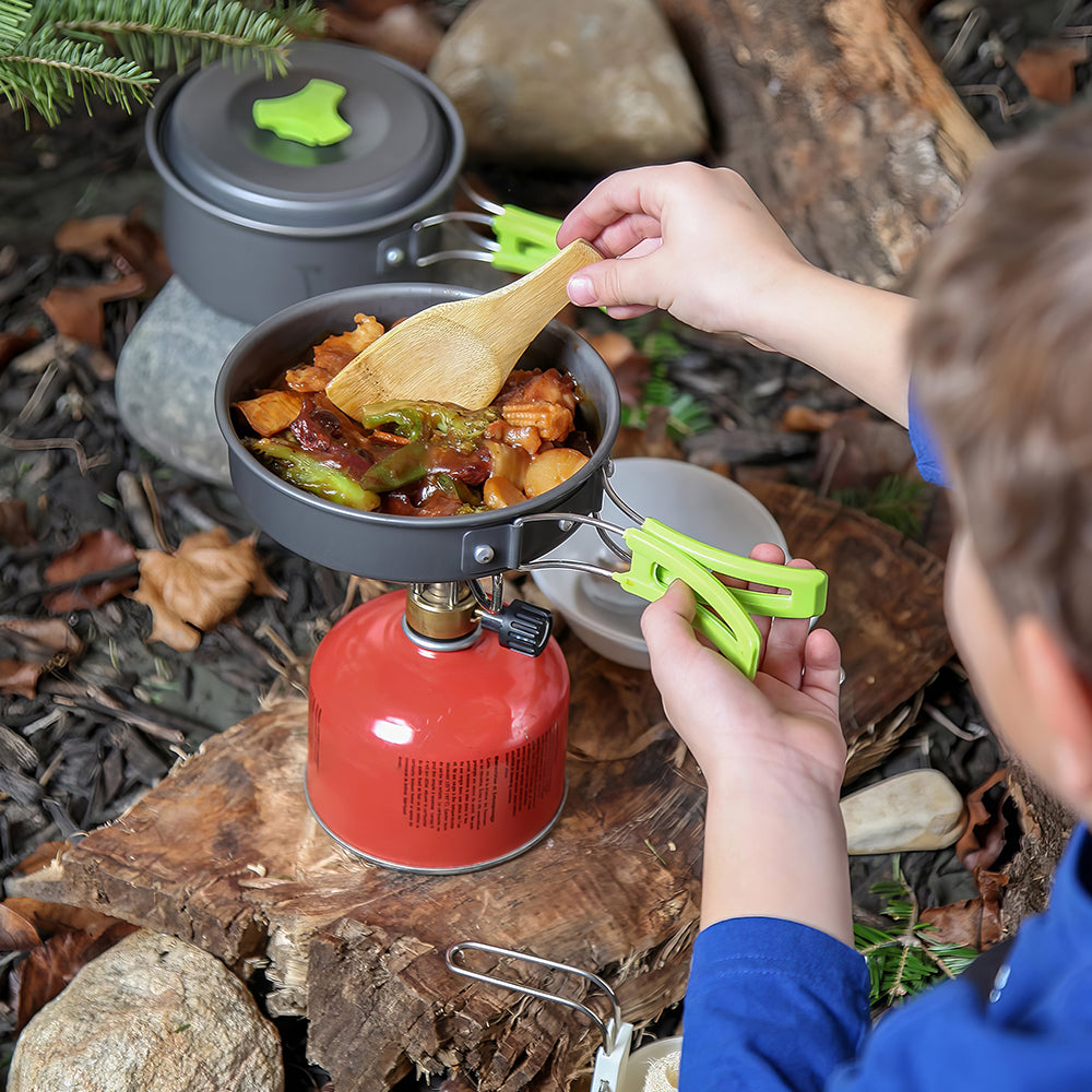 Camping Cookware Mess Kit for Backpacking Gear Camping Cooking Set Camping Pots and Pans Set Backpacking Stove Portable Stove Compatible